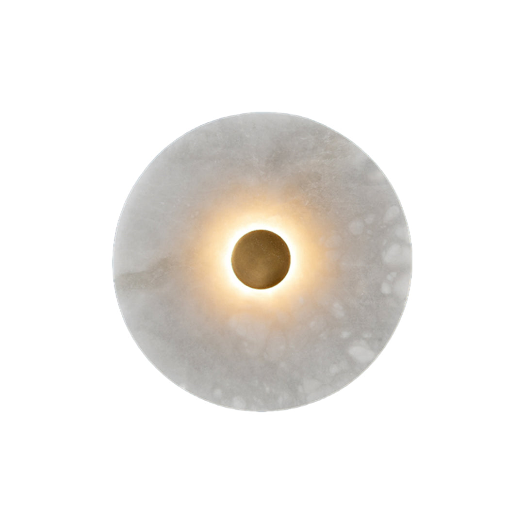 Round Marble Wall Sconce with Brass Accent – Modern Nordic LED Lighting