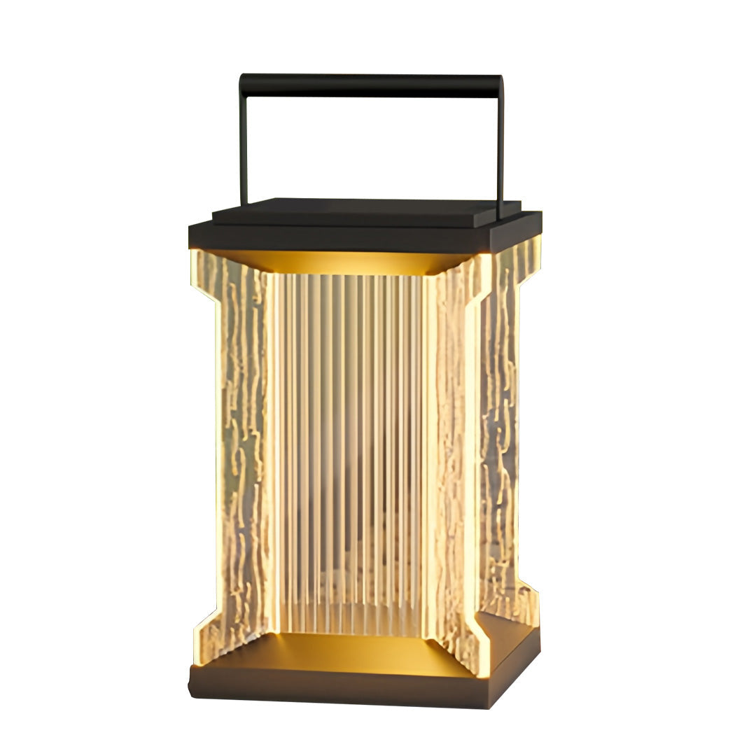 Minimalist Outdoor Lantern with Stainless Steel Frame and Warm LED Glow