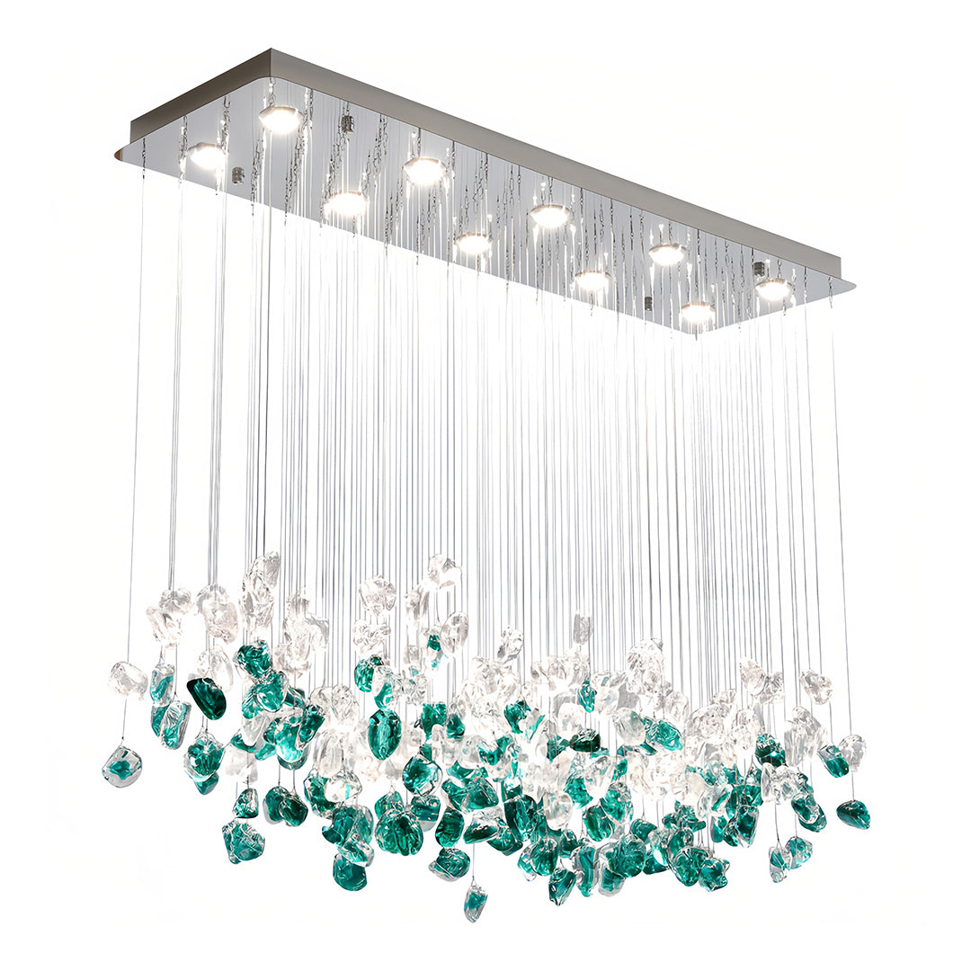 Artisan Beaded Glass Linear Chandelier for Kitchen Island