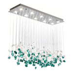 Artisan Beaded Glass Linear Chandelier for Kitchen Island
