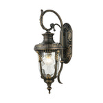 European Vintage Outdoor Wall Lantern in Antique Brass and Clear Glass