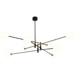 Nordic Branch Chandelier in Black and Gold Iron with Glass Shades