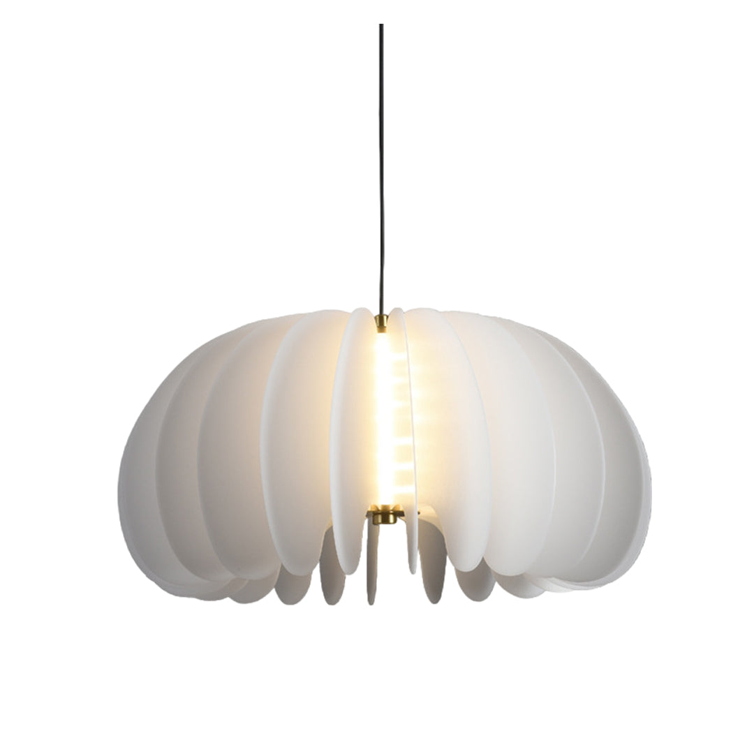 Nordic White Pendant Light with PE Shade and LED Warm Glow