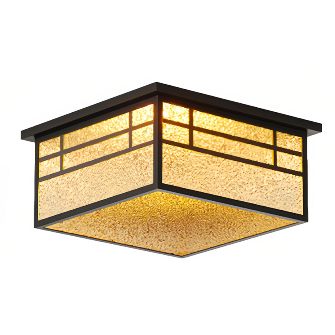 Aurelia Square Flush Mount Ceiling Light in Stainless Steel and Glass