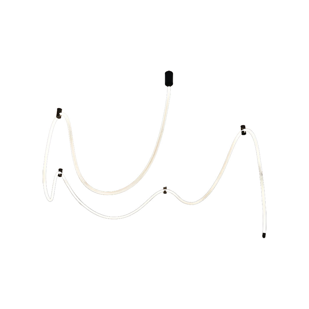 Linear LED Ceiling Light in Black with Woven Fiber Accents