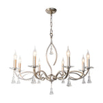 Crystal Candlestick Chandelier with Silver Iron Frame