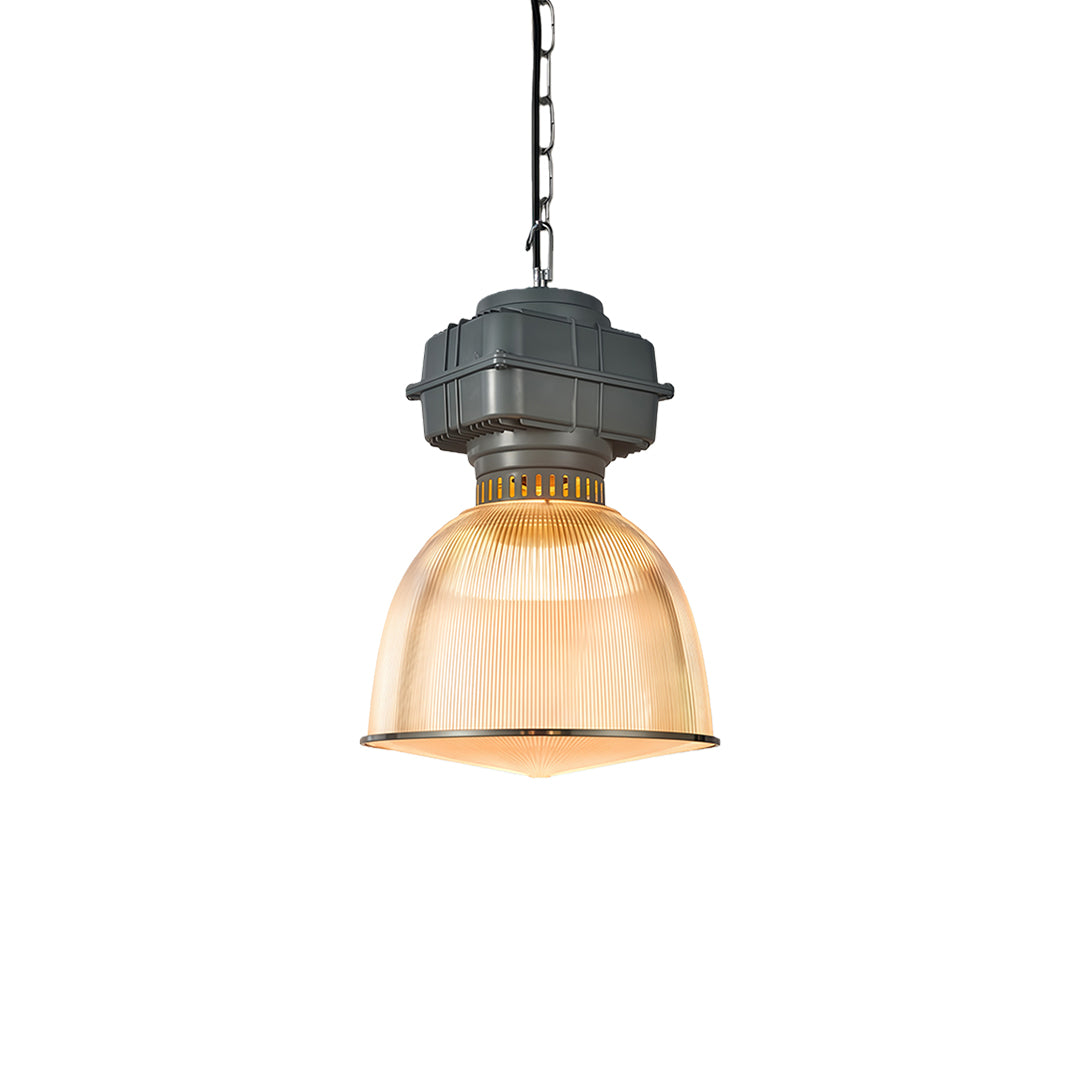 Aurelia Industrial Pendant Light in Gray Aluminum with Clear Shade