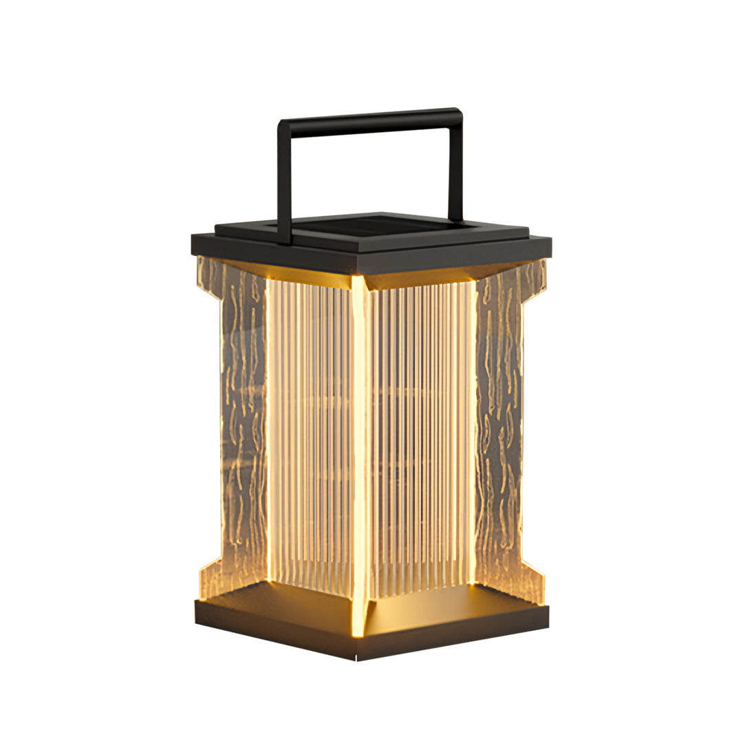 Minimalist Outdoor Lantern with Stainless Steel Frame and Warm LED Glow