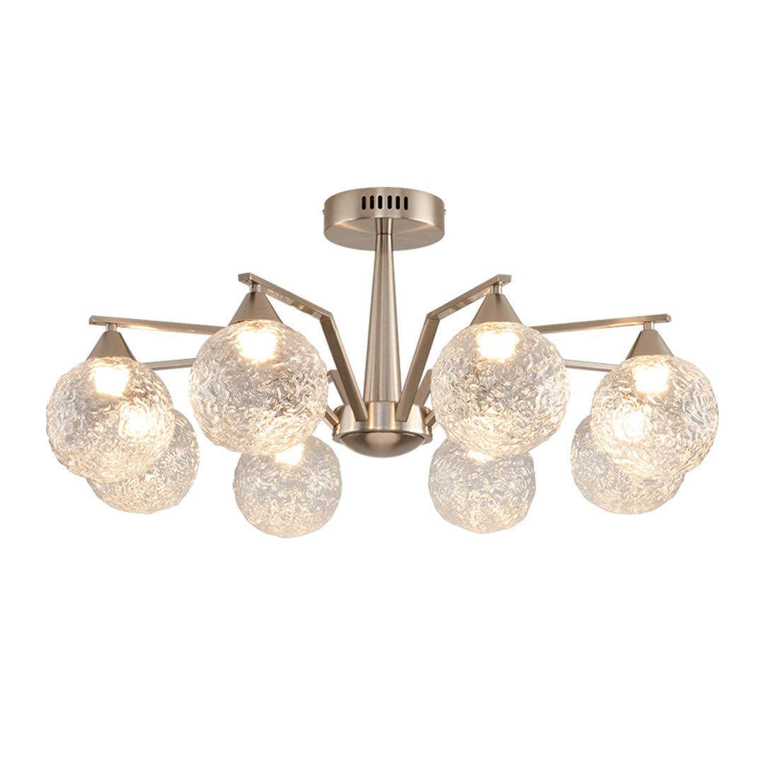 Sputnik Semi Flush Ceiling Light in Sand Nickel with Glass Shades