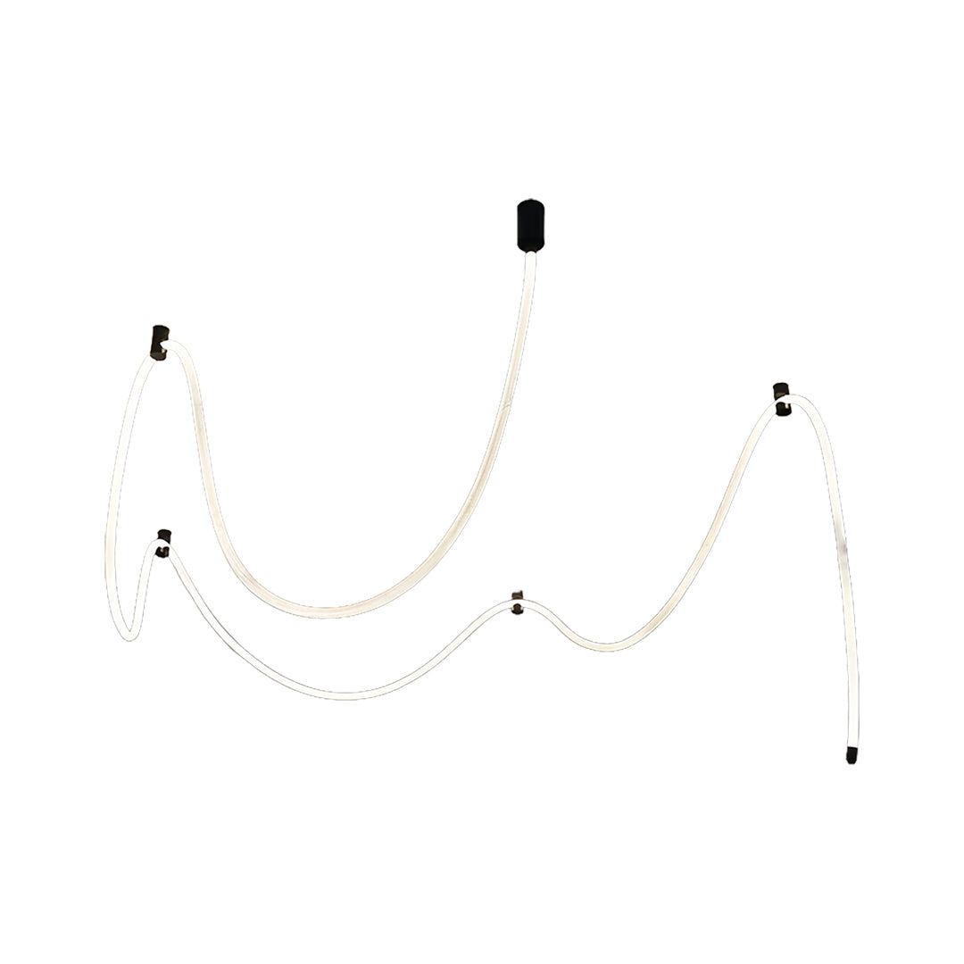Linear LED Ceiling Light in Black with Woven Fiber Accents