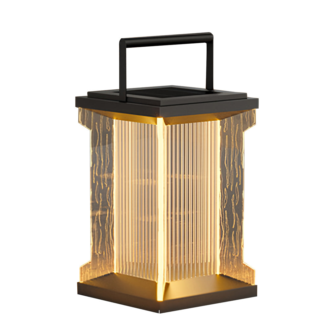 Minimalist Outdoor Lantern with Stainless Steel Frame and Warm LED Glow