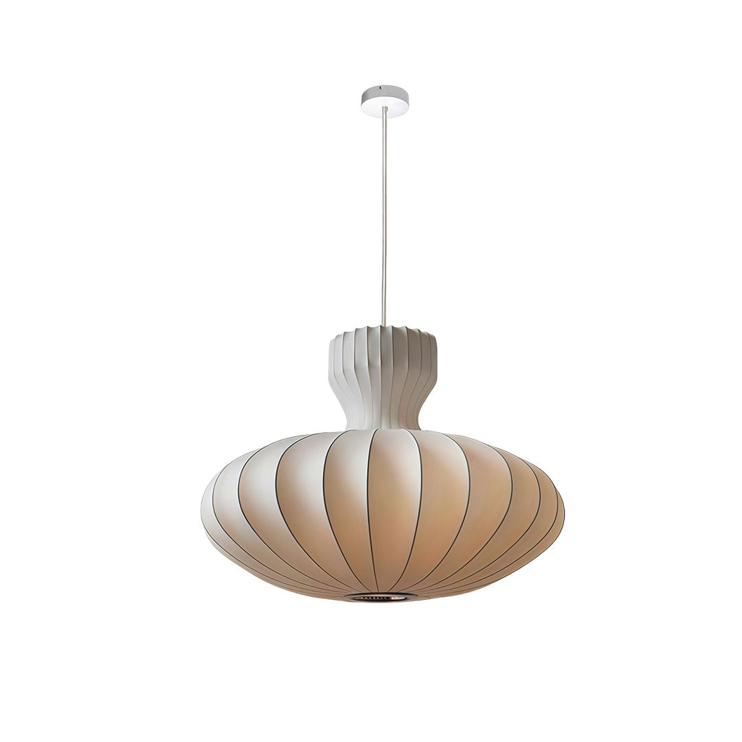 Japanese Silk Fabric Pendant Light with Adjustable Cord, Minimalist Ceiling Lamp