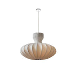 Japanese Silk Fabric Pendant Light with Adjustable Cord, Minimalist Ceiling Lamp