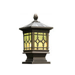 Retro Outdoor Column Light in Coffee Finish with Warm LED