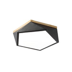 Nordic Geometric Wooden Flush Mount Ceiling Light with Acrylic Shade