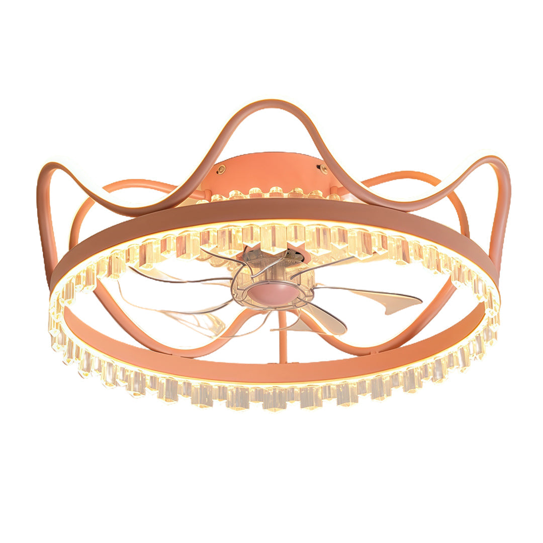 Modern Flush Mount Ceiling Fan with Dimmable LED Light and Remote