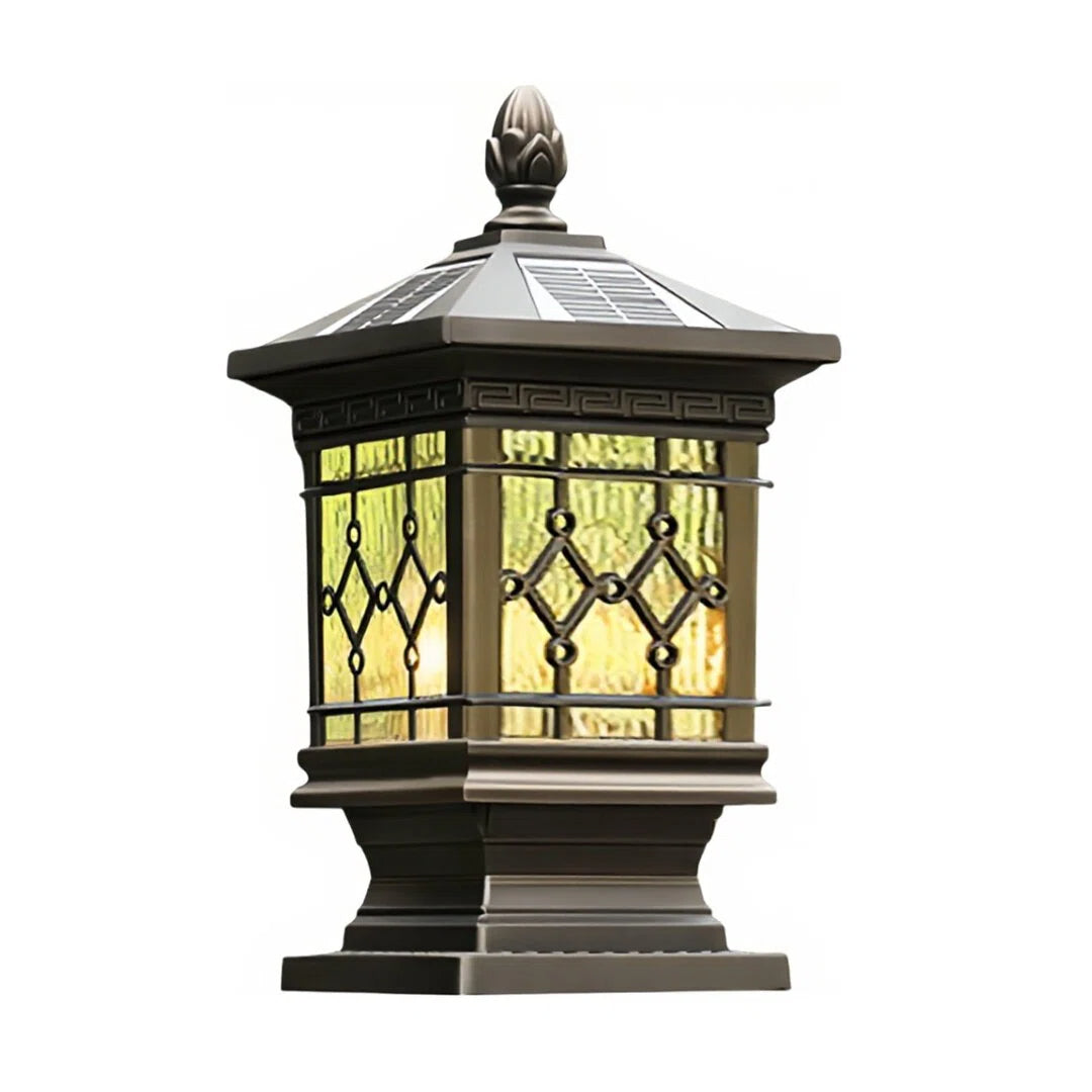 Retro Outdoor Column Light in Coffee Finish with Warm LED