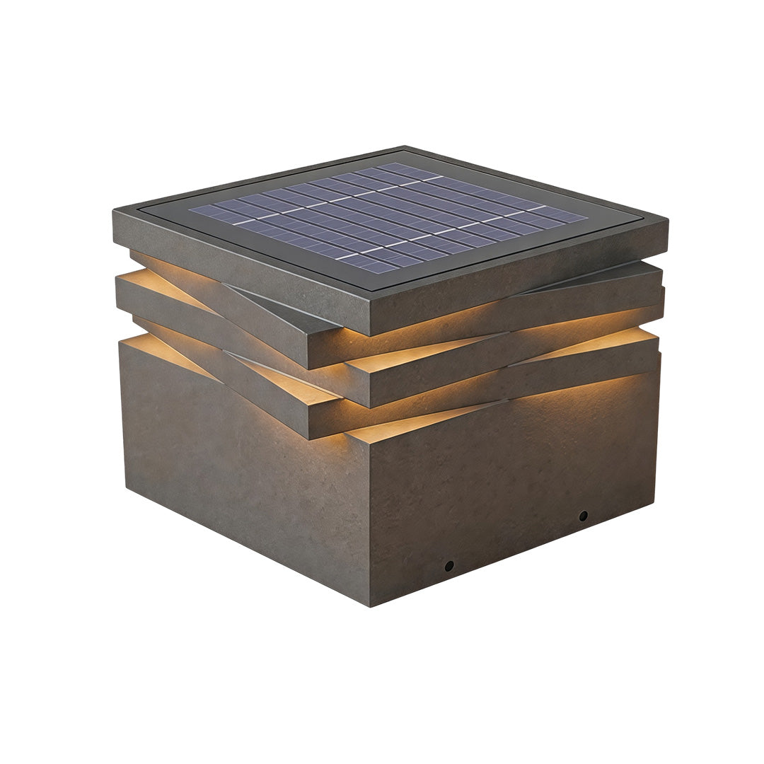 Modern Stainless Steel Outdoor Pillar Light with Solar & Hardwired Options