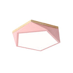 Nordic Geometric Wooden Flush Mount Ceiling Light with Acrylic Shade