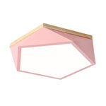 Nordic Geometric Wooden Flush Mount Ceiling Light with Acrylic Shade
