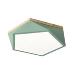 Nordic Geometric Wooden Flush Mount Ceiling Light with Acrylic Shade