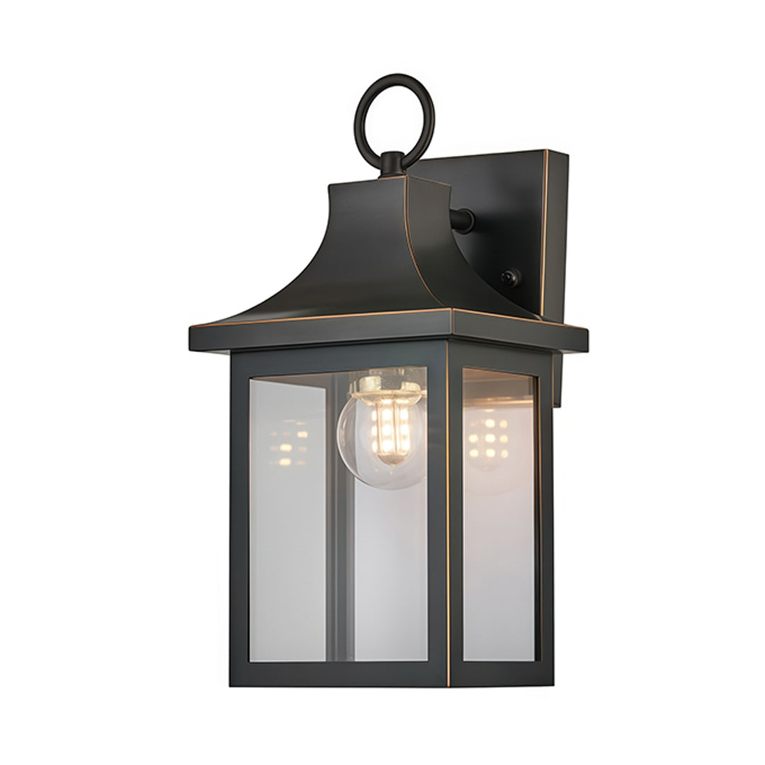 Outdoor Wall Sconce in Blackened Brass with Clear Glass – IP55 Waterproof