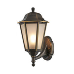 Hexagonal Vintage Outdoor Wall Sconce in Black Brass