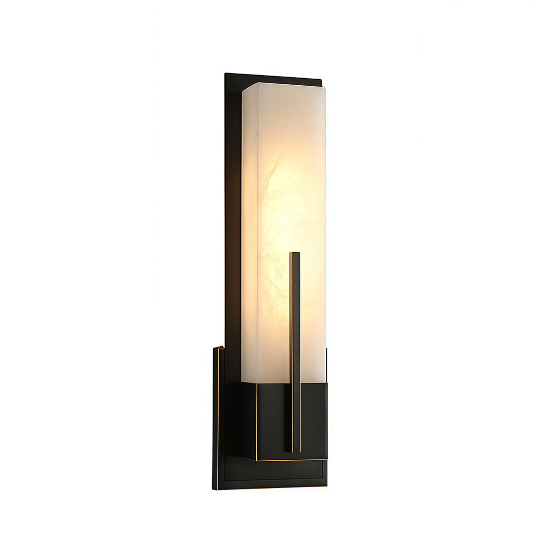 Rectangular Copper Wall Sconce with Cloud Stone Shade