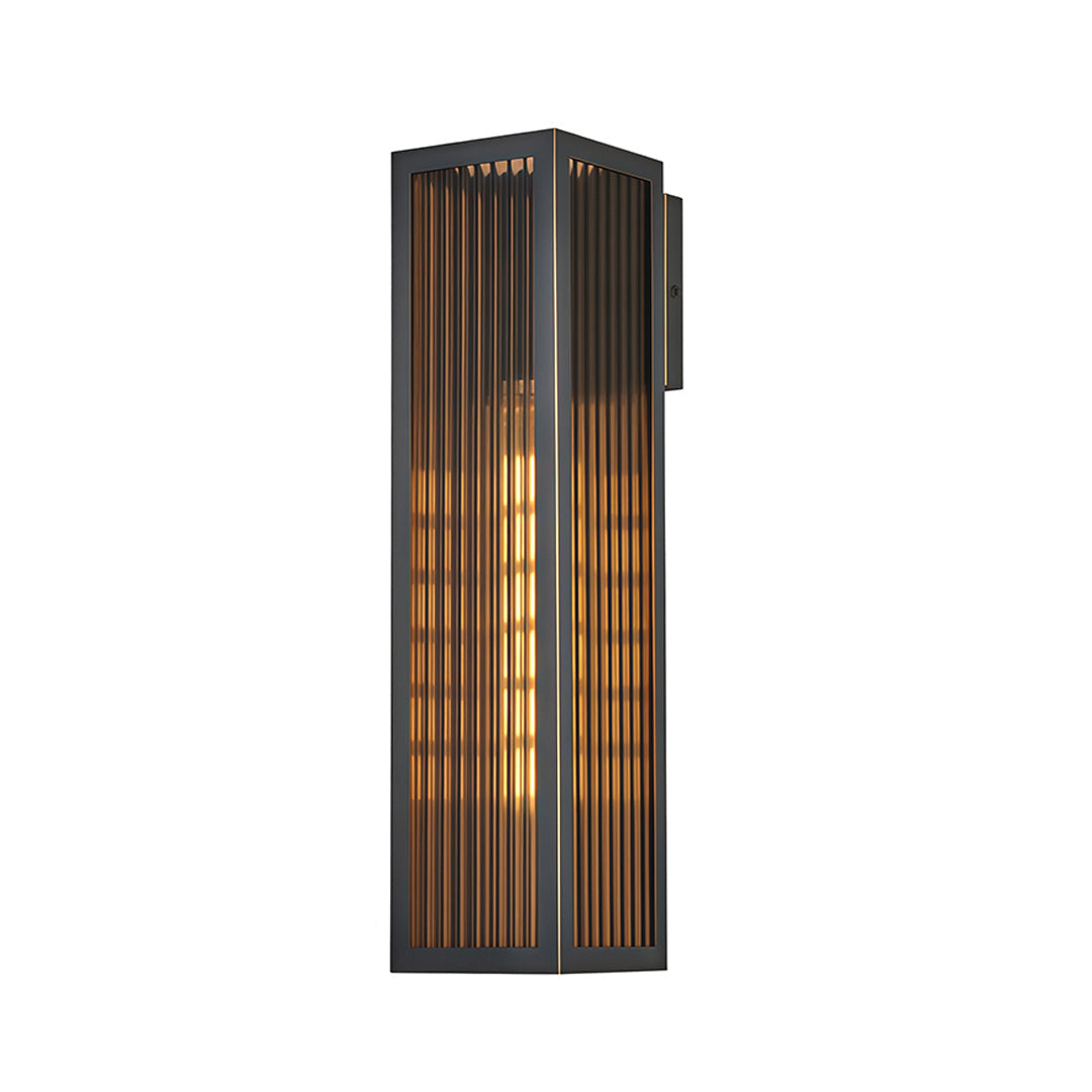 Modern Brass Outdoor Bollard Light with Clear Glass Shade