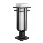 Retro Black Aluminum Bollard Path Lights with Frosted Glass for Garden Walkways
