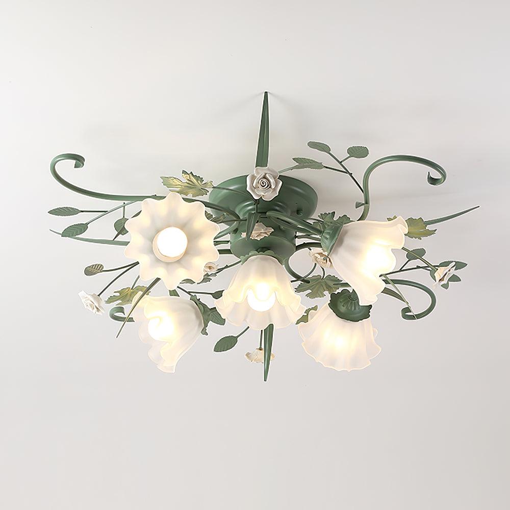 Quercia Floral Glass Ceiling Light – Modern Designer Flush Mount