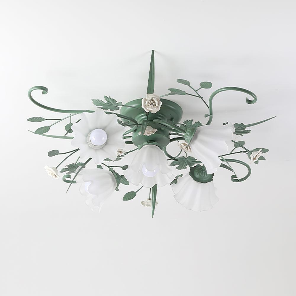 Quercia Floral Glass Ceiling Light – Modern Designer Flush Mount