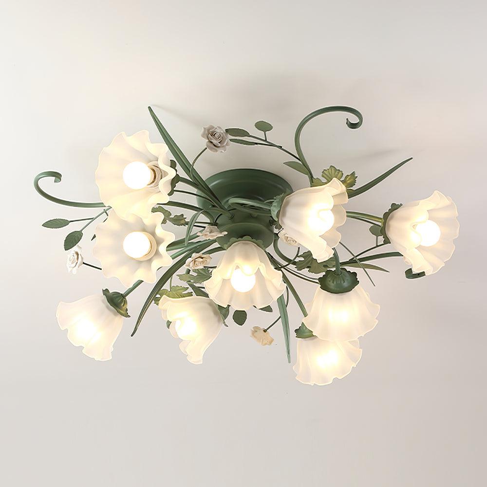 Quercia Floral Glass Ceiling Light – Modern Designer Flush Mount