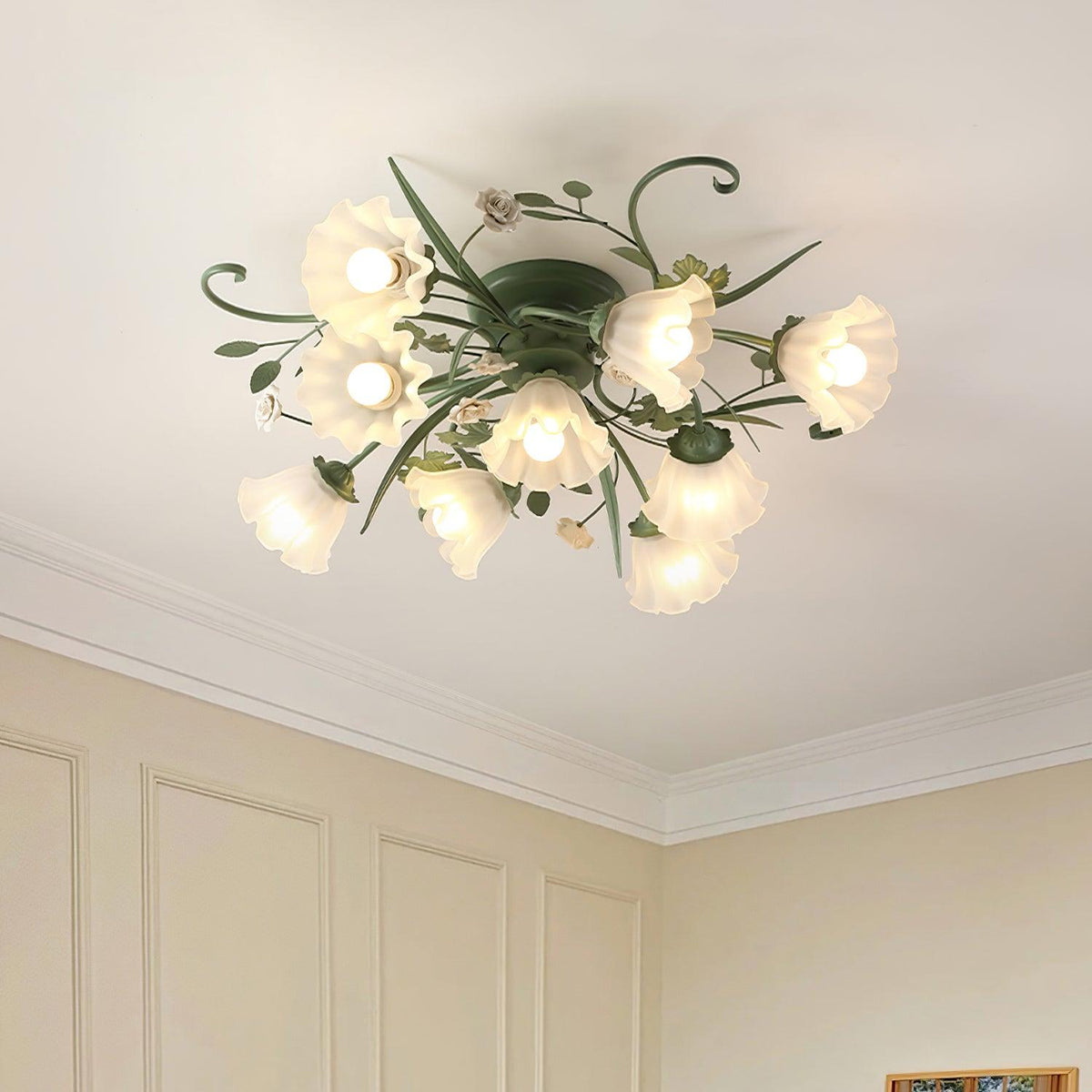 Quercia Floral Glass Ceiling Light – Modern Designer Flush Mount