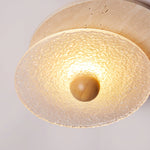 Radiant Disc Ceiling Light in Travertine and Textured Glass