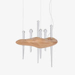 Skyward Thorn Modern Wood LED Chandelier for Dining Room and Living Space