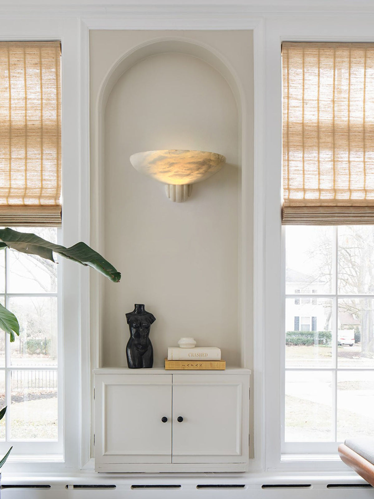 Sculptural Alabaster Wall Sconce with Warm Ambient Glow