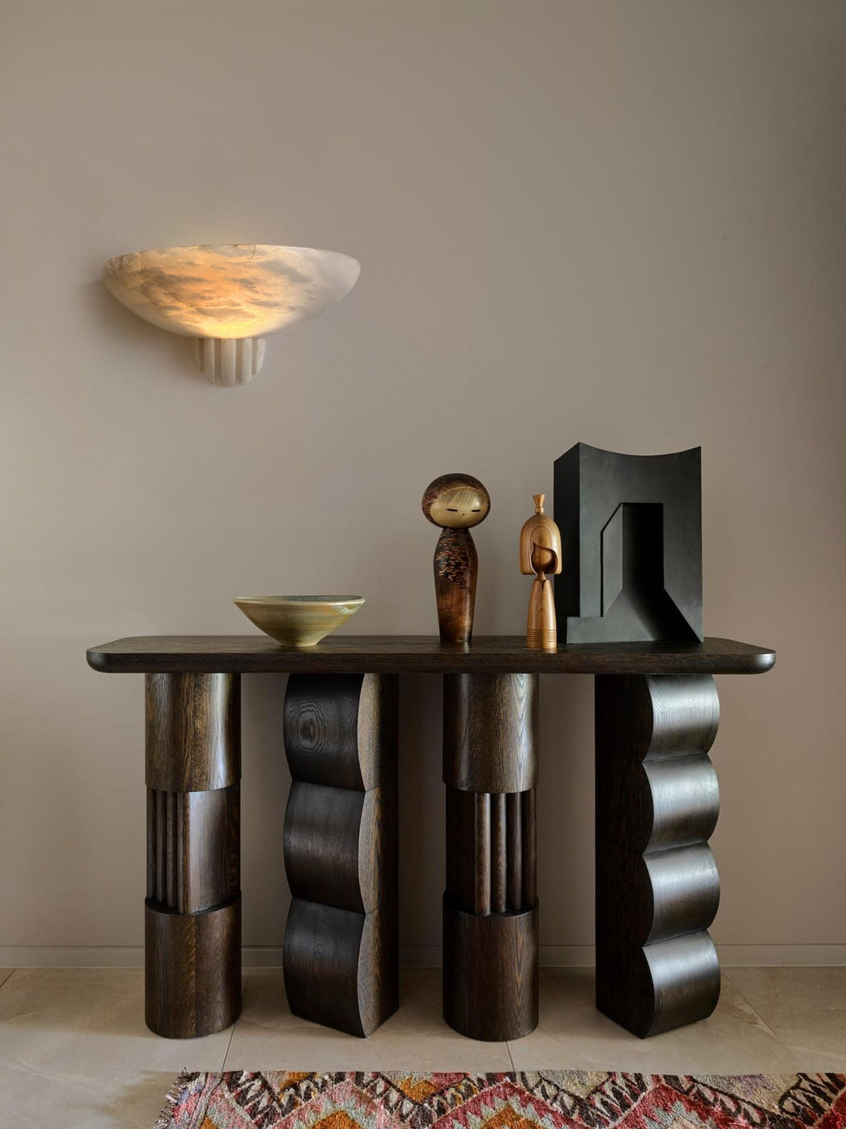 Sculptural Alabaster Wall Sconce with Warm Ambient Glow