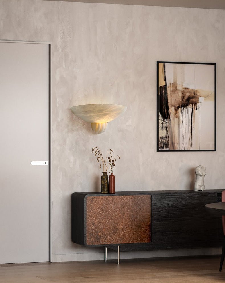 Sculptural Alabaster Wall Sconce with Warm Ambient Glow
