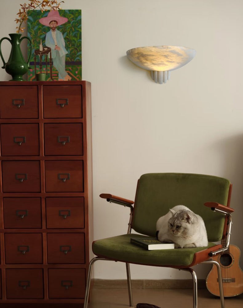 Sculptural Alabaster Wall Sconce with Warm Ambient Glow