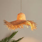 Rattan Straw Hat Pendant Light