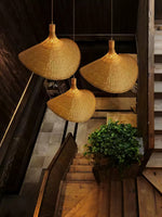 Bamboo Weave Hat Pendant Light