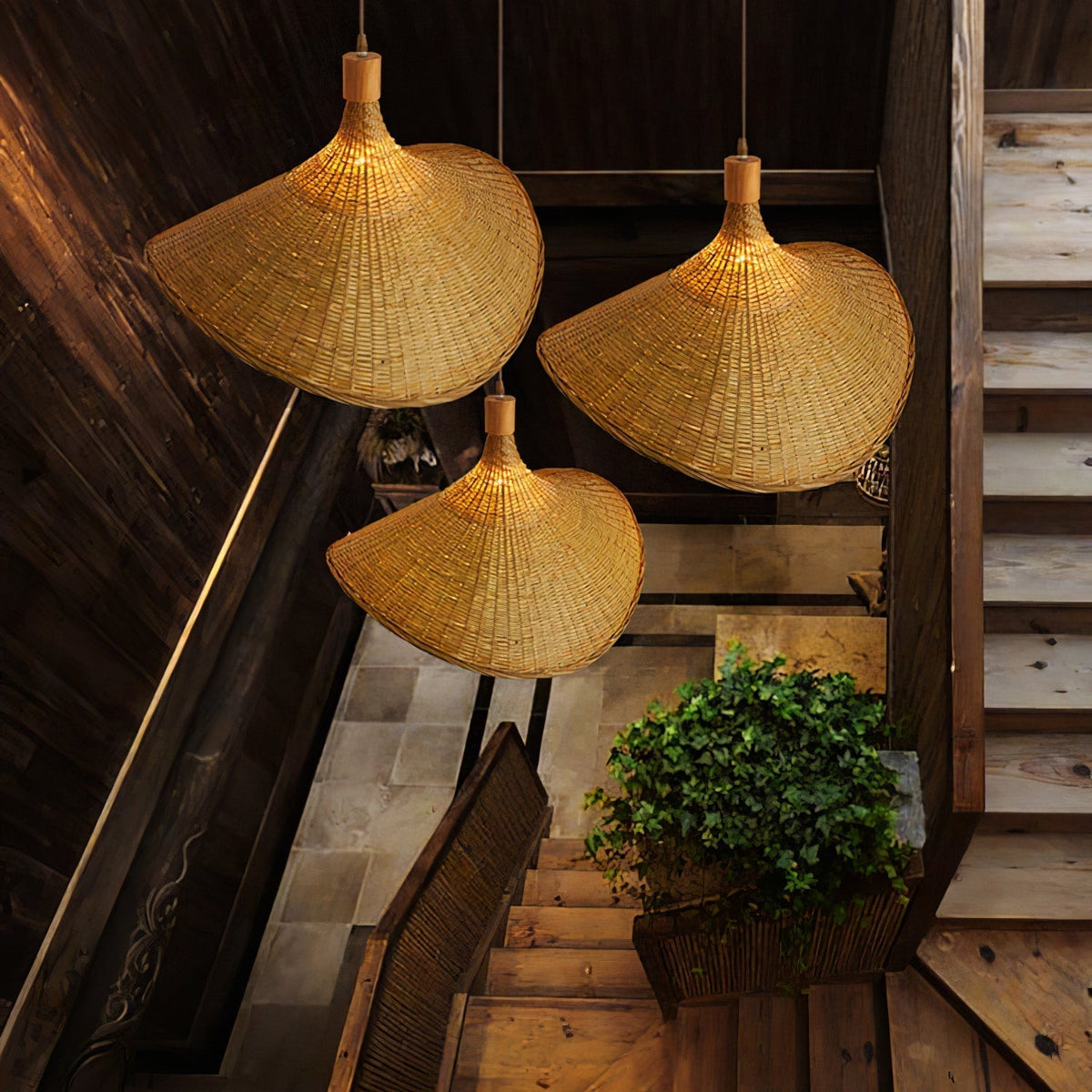 Bamboo Weave Hat Pendant Light