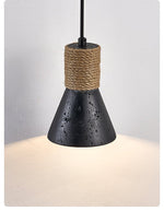 Ravena Rope Cone Pendant Light in Black Travertine