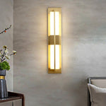 Rectangular Alabaster Brass Wall Sconce