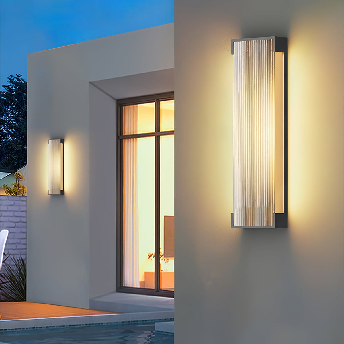 Luma Rectangular Solar Outdoor Wall Light in Black