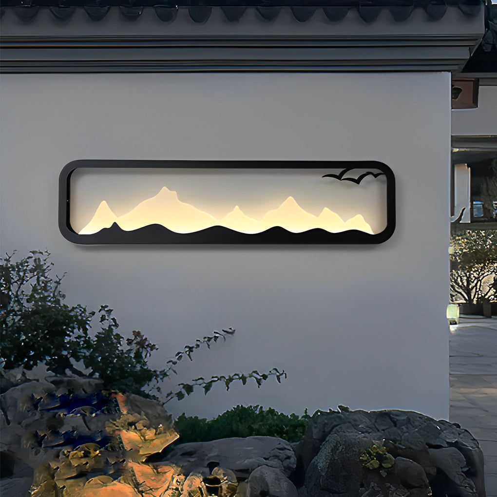 Rectangular Mountain Scenery Utdoor Wall Lamp Li002411