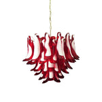 Red Glass Petals Chandelier – Modern Murano Glass Pendant Light for Dining Room and Living Room