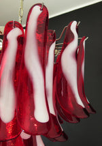 Red Glass Petals Chandelier – Modern Murano Glass Pendant Light for Dining Room and Living Room