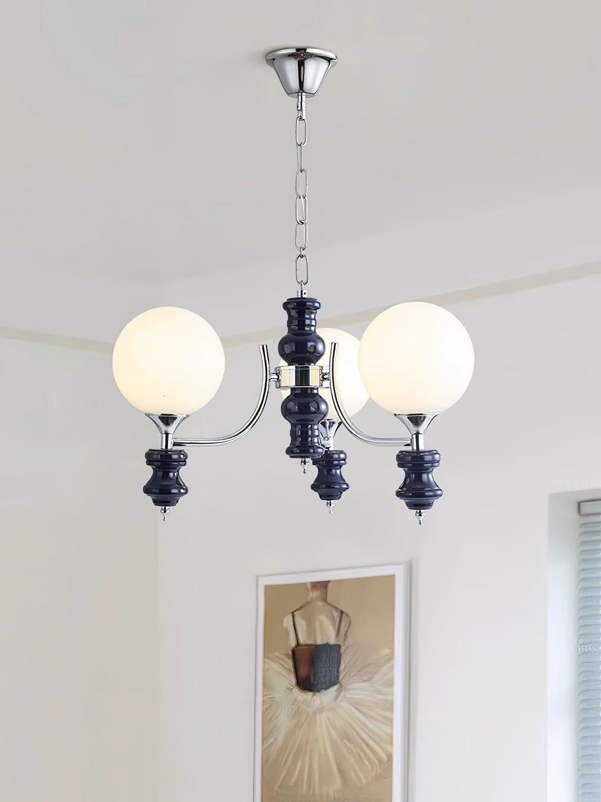 Regal Orb Modern Glass Chandelier for Dining Room and Living Room